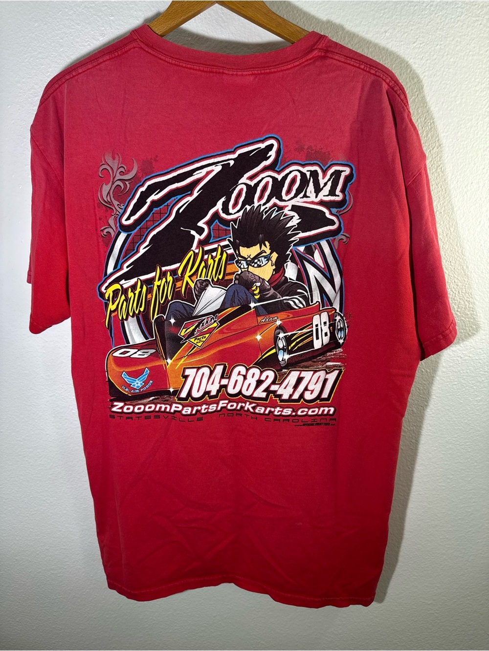 Y2K Faded Res Parts-for-Karts Red Graphic Tee - Men